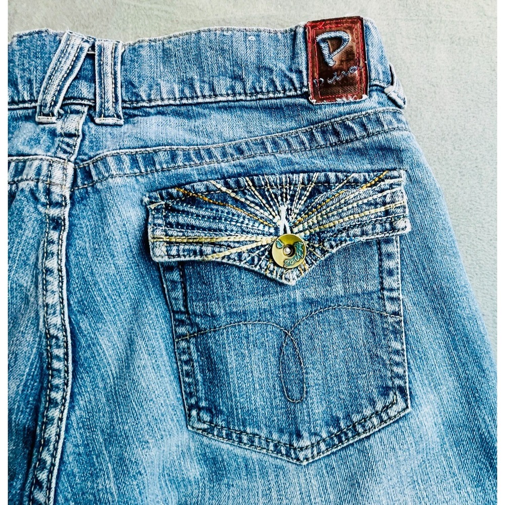 Vtg Petrol 6 Pocket Jeans Womens Size 10 30X34 Blue Embellished Low Rise Bootcut